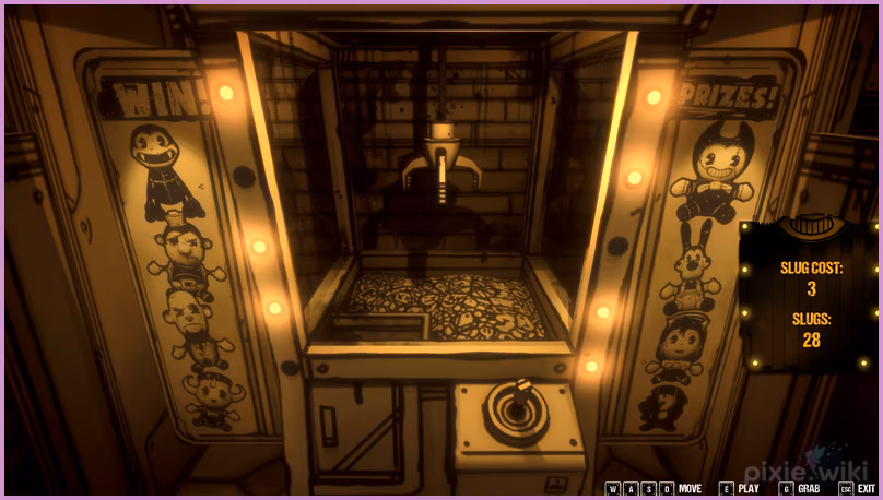 Close up of the Bendy, Alice, and Boris plushies.