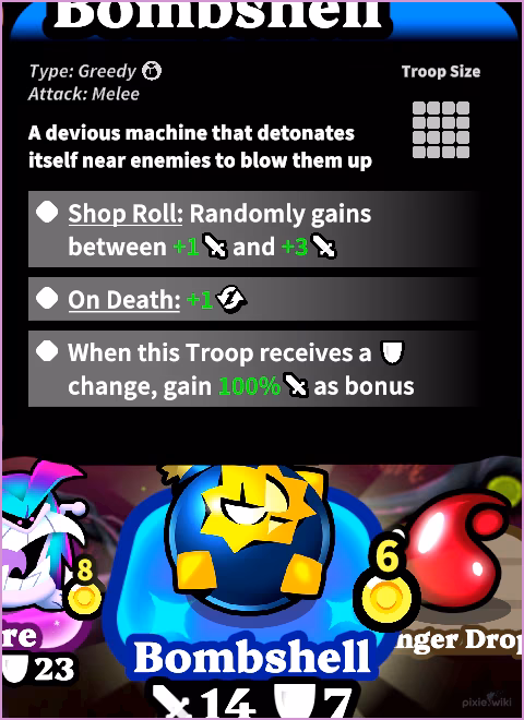The Bombshell troop card.