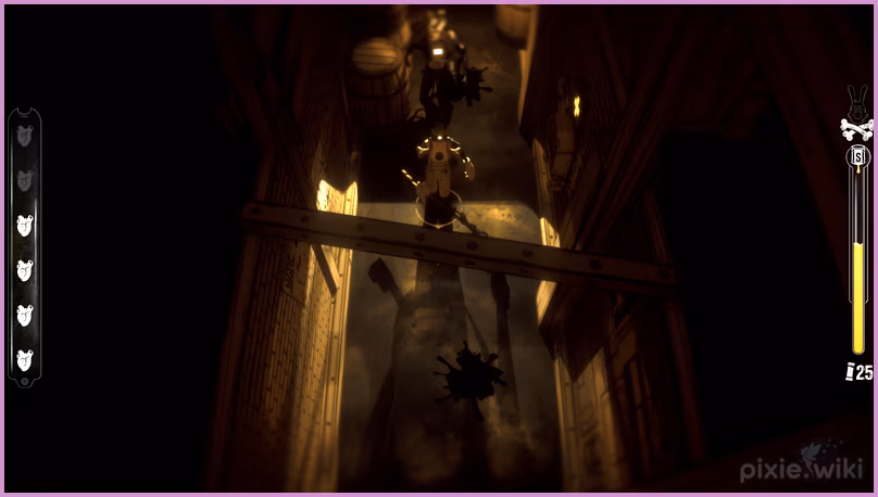 The player inside the dark Projectionist level.