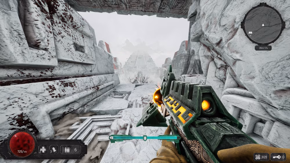 The secret gap the player must cross at the start of Act 4, Stage 1 to find the hidden room containing the Plasma Launcher weapon.