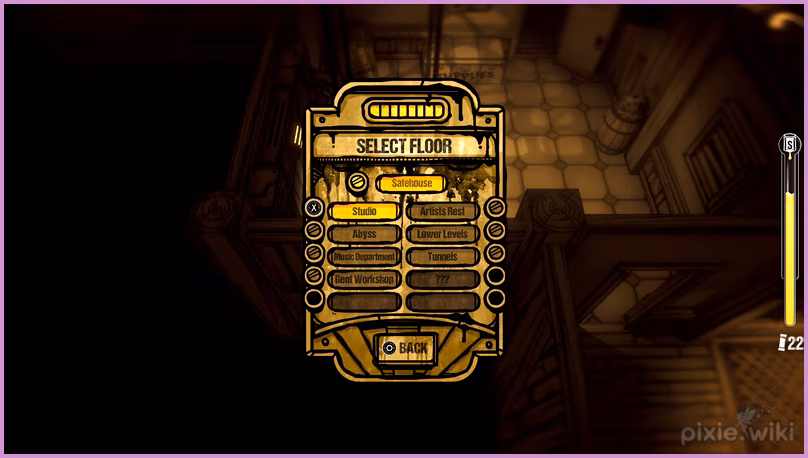 The elevator panel showing multiple unlocked floors.