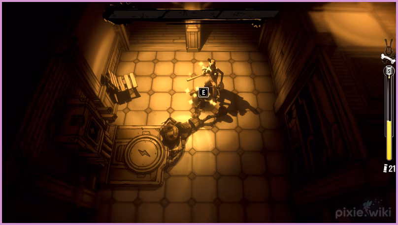 The player facing off against a robotic boss.